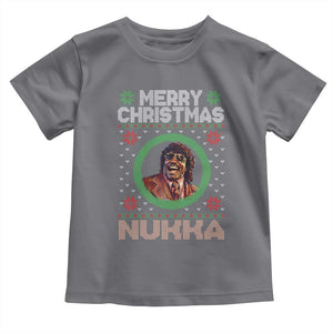Funny Retro Merry Christmas Nukka Parody Toddler T Shirt Holiday Cheer 90s Xmas Throwback Parody TS02 Charcoal Print Your Wear