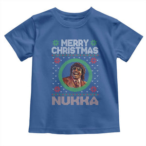 Funny Retro Merry Christmas Nukka Parody Toddler T Shirt Holiday Cheer 90s Xmas Throwback Parody TS02 Royal Blue Print Your Wear