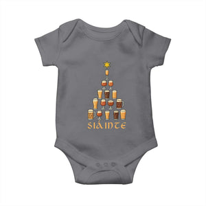 Sláinte Christmas Tree Pint Glass Baby Onesie Ale Glass Beer Drinking Lover Holiday Party TS02 Charcoal Print Your Wear