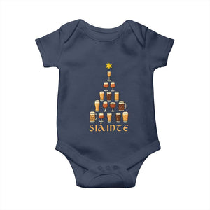 Sláinte Christmas Tree Pint Glass Baby Onesie Ale Glass Beer Drinking Lover Holiday Party TS02 Navy Print Your Wear