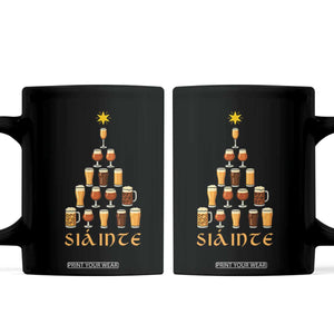 Sláinte Christmas Tree Pint Glass Coffee Mug Ale Glass Beer Drinking Lover Holiday Party TS02 Black Print Your Wear