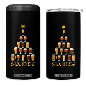 Sláinte Christmas Tree Pint Glass 4 in 1 Can Cooler Tumbler Ale Glass Beer Drinking Lover Holiday Party TS02 One Size: 16 oz Black Print Your Wear
