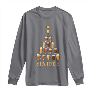 Sláinte Christmas Tree Pint Glass Long Sleeve Shirt Ale Glass Beer Drinking Lover Holiday Party TS02 Charcoal Print Your Wear