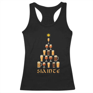 Sláinte Christmas Tree Pint Glass Racerback Tank Top Ale Glass Beer Drinking Lover Holiday Party TS02 Black Print Your Wear