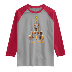 Sláinte Christmas Tree Pint Glass Raglan Shirt Ale Glass Beer Drinking Lover Holiday Party TS02 Sport Gray Red Print Your Wear