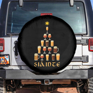 Sláinte Christmas Tree Pint Glass Spare Tire Cover Ale Glass Beer Drinking Lover Holiday Party TS02 No hole Black Print Your Wear