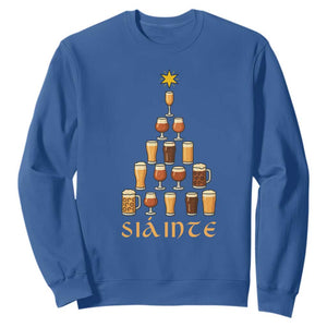 Sláinte Christmas Tree Pint Glass Sweatshirt Ale Glass Beer Drinking Lover Holiday Party TS02 Royal Blue Print Your Wear