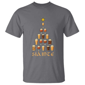 Sláinte Christmas Tree Pint Glass T Shirt Ale Glass Beer Drinking Lover Holiday Party TS02 Charcoal Print Your Wear