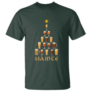 Sláinte Christmas Tree Pint Glass T Shirt Ale Glass Beer Drinking Lover Holiday Party TS02 Dark Forest Green Print Your Wear
