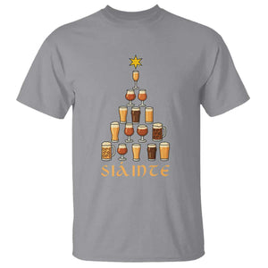 Sláinte Christmas Tree Pint Glass T Shirt Ale Glass Beer Drinking Lover Holiday Party TS02 Sport Gray Print Your Wear