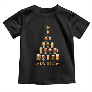 Sláinte Christmas Tree Pint Glass Toddler T Shirt Ale Glass Beer Drinking Lover Holiday Party TS02 Black Print Your Wear