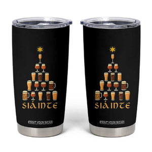 Sláinte Christmas Tree Pint Glass Tumbler Cup Ale Glass Beer Drinking Lover Holiday Party TS02 Black Print Your Wear