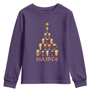 Sláinte Christmas Tree Pint Glass Youth Sweatshirt Ale Glass Beer Drinking Lover Holiday Party TS02 Purple Print Your Wear