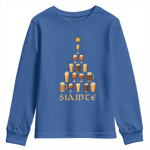 Sláinte Christmas Tree Pint Glass Youth Sweatshirt Ale Glass Beer Drinking Lover Holiday Party TS02 Royal Blue Print Your Wear