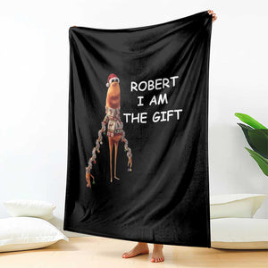 Funny Marcus the Worm in Ugly Christmas Sweater Throw Blanket Robert I Am the Gift Meme Holiday Humor TS02 Print Your Wear