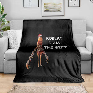 Funny Marcus the Worm in Ugly Christmas Sweater Throw Blanket Robert I Am the Gift Meme Holiday Humor TS02 Print Your Wear