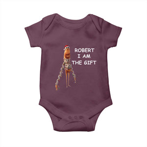 Funny Marcus the Worm in Ugly Christmas Sweater Baby Onesie Robert I Am the Gift Meme Holiday Humor TS02 Maroon Print Your Wear