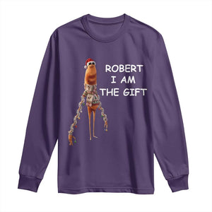 Funny Marcus the Worm in Ugly Christmas Sweater Long Sleeve Shirt Robert I Am the Gift Meme Holiday Humor TS02 Purple Print Your Wear