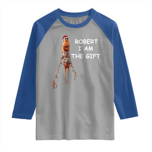 Funny Marcus the Worm in Ugly Christmas Sweater Raglan Shirt Robert I Am the Gift Meme Holiday Humor TS02 Sport Gray Royal Print Your Wear
