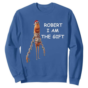 Funny Marcus the Worm in Ugly Christmas Sweater Sweatshirt Robert I Am the Gift Meme Holiday Humor TS02 Royal Blue Print Your Wear
