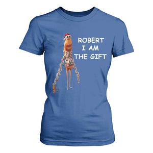 Funny Marcus the Worm in Ugly Christmas Sweater T Shirt For Women Robert I Am the Gift Meme Holiday Humor TS02 Royal Blue Print Your Wear