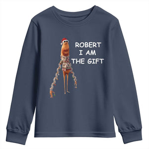 Funny Marcus the Worm in Ugly Christmas Sweater Youth Sweatshirt Robert I Am the Gift Meme Holiday Humor TS02 Navy Print Your Wear