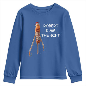 Funny Marcus the Worm in Ugly Christmas Sweater Youth Sweatshirt Robert I Am the Gift Meme Holiday Humor TS02 Royal Blue Print Your Wear