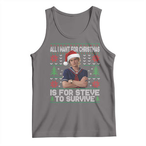 All I Want for Christmas is Steve to Survive Tank Top Stranger Xmas Wishes Fan Gift TS02 Deep Heather Print Your Wear