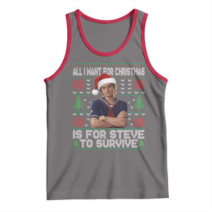 All I Want for Christmas is Steve to Survive Tank Top Stranger Xmas Wishes Fan Gift TS02 Deep Heather Red Print Your Wear