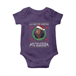 Funny Stranger Xmas Survival Wishes Baby Onesie All I Want for Christmas is Steve to Survive Fan Gift TS02 Purple Print Your Wear