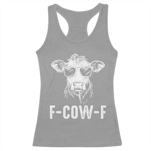 Funny F-Cow-F Cow Attitude Meme Racerback Tank Top Subtle Sass Farm Fresh Humor TS02 Sport Gray Print Your Wear