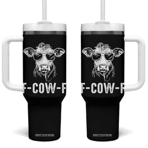 Funny F-Cow-F Cow Attitude Meme Tumbler With Handle Subtle Sass Farm Fresh Humor TS02 One Size: 40 oz Black Print Your Wear