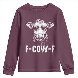 Funny F-Cow-F Cow Attitude Meme Youth Sweatshirt Subtle Sass Farm Fresh Humor TS02 Maroon Print Your Wear