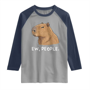 Anti Social Capybara Meme Raglan Shirt Ew People Sarcastic Funny Introvert Gift TS02 Sport Gray Navy Print Your Wear
