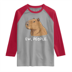 Anti Social Capybara Meme Raglan Shirt Ew People Sarcastic Funny Introvert Gift TS02 Sport Gray Red Print Your Wear