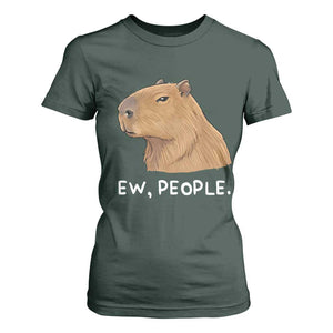 Anti Social Capybara Meme T Shirt For Women Ew People Sarcastic Funny Introvert Gift TS02 Dark Forest Green Print Your Wear