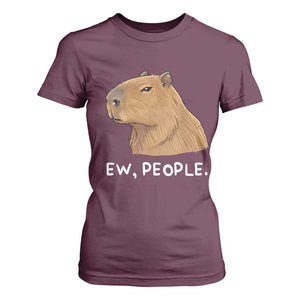 Anti Social Capybara Meme T Shirt For Women Ew People Sarcastic Funny Introvert Gift TS02 Maroon Print Your Wear