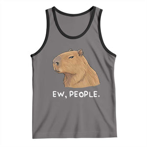 Anti Social Capybara Meme Tank Top Ew People Sarcastic Funny Introvert Gift TS02 Deep Heather Black Print Your Wear