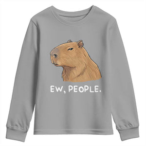 Anti Social Capybara Meme Youth Sweatshirt Ew People Sarcastic Funny Introvert Gift TS02 Sport Gray Print Your Wear