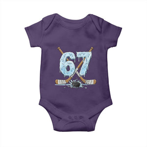 67 Ice Hockey Sticks and Puck Baby Onesie Funny Six Seven Brainrot Dripping Number Melting Snow TS02 Purple Print Your Wear