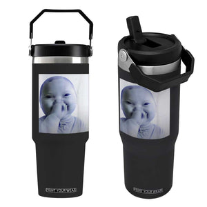 Funny Tuff Baby Giggling Meme Flip Straw Tumbler Viral AI Niche Baby Holding Laugh Photo TS02 One Size: 30 oz Black Print Your Wear