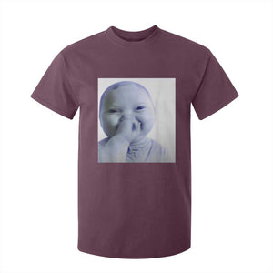 Funny Tuff Baby Giggling Meme T Shirt For Kid Viral AI Niche Baby Holding Laugh Photo TS02 Maroon Print Your Wear