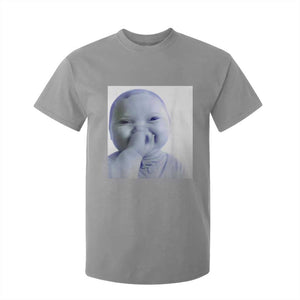 Funny Tuff Baby Giggling Meme T Shirt For Kid Viral AI Niche Baby Holding Laugh Photo TS02 Sport Gray Print Your Wear