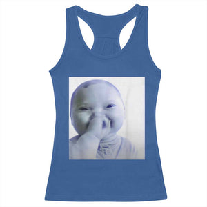 Funny Tuff Baby Giggling Meme Racerback Tank Top Viral AI Niche Baby Holding Laugh Photo TS02 Royal Blue Print Your Wear