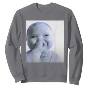 Funny Tuff Baby Giggling Meme Sweatshirt Viral AI Niche Baby Holding Laugh Photo TS02 Charcoal Print Your Wear
