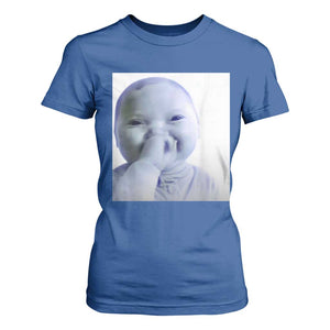 Funny Tuff Baby Giggling Meme T Shirt For Women Viral AI Niche Baby Holding Laugh Photo TS02 Royal Blue Print Your Wear