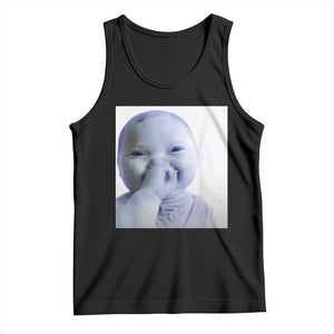Funny Tuff Baby Giggling Meme Tank Top Viral AI Niche Baby Holding Laugh Photo TS02 Black Print Your Wear