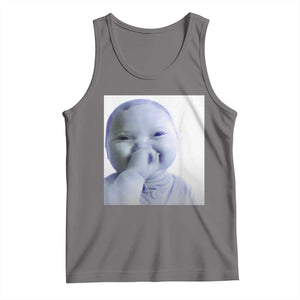 Funny Tuff Baby Giggling Meme Tank Top Viral AI Niche Baby Holding Laugh Photo TS02 Deep Heather Print Your Wear
