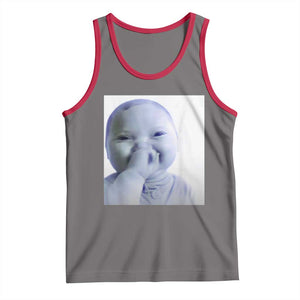 Funny Tuff Baby Giggling Meme Tank Top Viral AI Niche Baby Holding Laugh Photo TS02 Deep Heather Red Print Your Wear