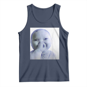 Funny Tuff Baby Giggling Meme Tank Top Viral AI Niche Baby Holding Laugh Photo TS02 Navy Print Your Wear